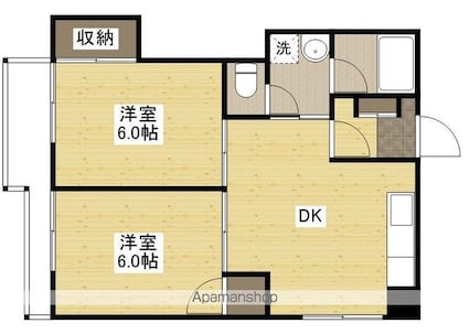 広島県広島市南区東雲２丁目[2DK/58.3m2]の間取図