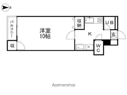 第２コーポシモダ[1K/28.6m2]の間取図
