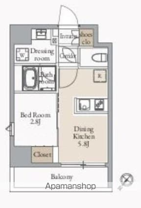 ＪＭＦレジデンス蔵前二丁目[1DK/25.14m2]の間取図