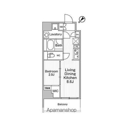 コンフォリア・リヴ巣鴨[1LDK/30.25m2]の間取図