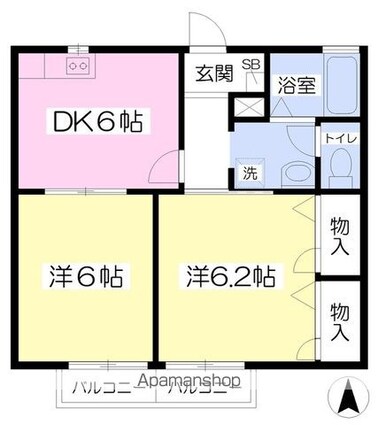 ガーデンハウス[2DK/42.42m2]の間取図
