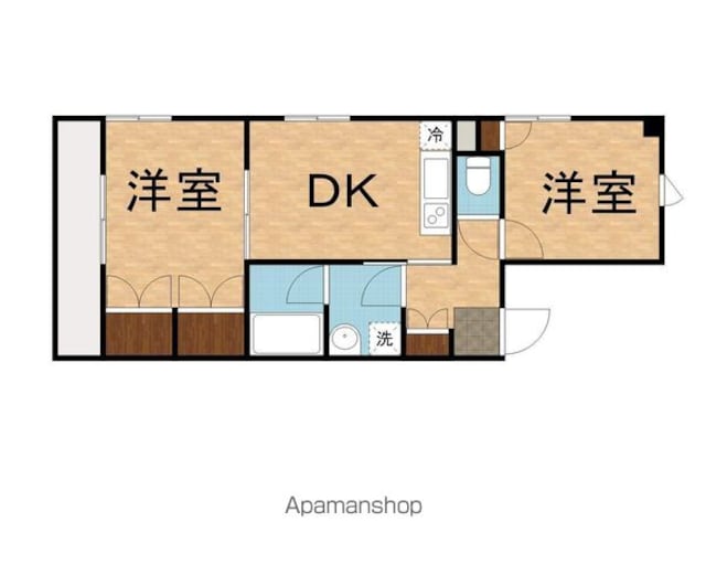 東京都立川市羽衣町２丁目[2DK/43.72m2]の間取図