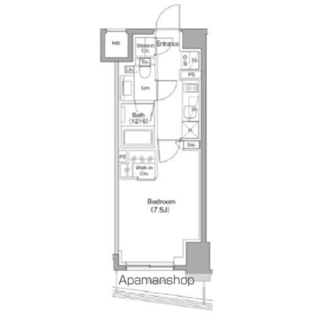 ザ・パークハビオ中野新橋[1K/26.27m2]の間取図
