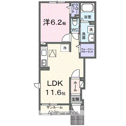 メゾン大西Ⅱ[1LDK/43.61m2]の間取図