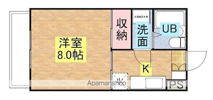 ヒルサイドアザレア[1K/24.79m2]の間取図