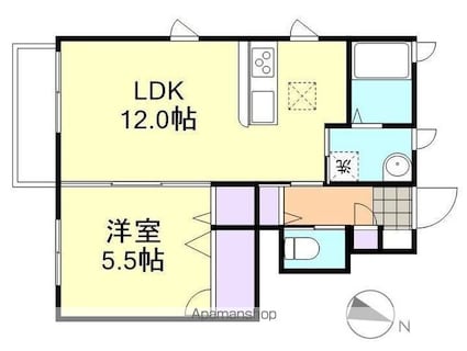 岡山県倉敷市浜ノ茶屋１丁目[1LDK/46.59m2]の間取図