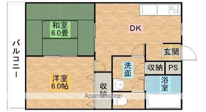 ジョイフル鈴木Ｂ[2DK/39.75m2]の間取図