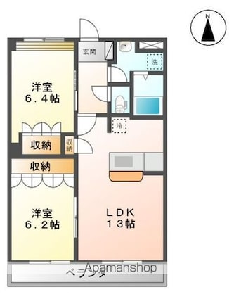 グランチェスタ[2LDK/57.85m2]の間取図