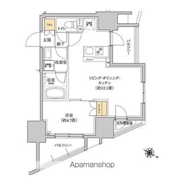 グレーシアフィット三軒茶屋[1LDK/38.05m2]の間取図