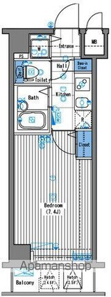 東京都港区芝５丁目[1K/21.94m2]の間取図