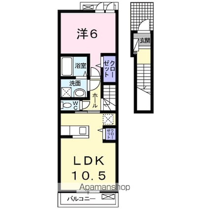 和歌山県和歌山市朝日[1LDK/44.97m2]の間取図