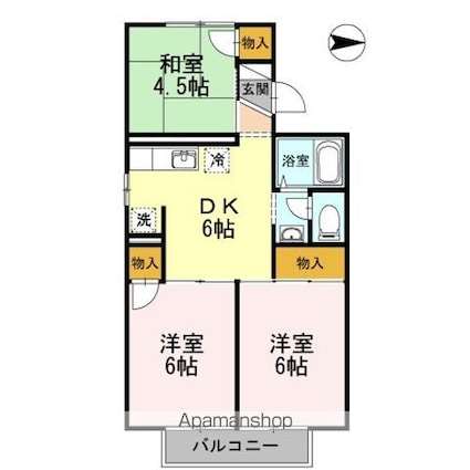 岡山県岡山市北区平野[3DK/50.31m2]の間取図