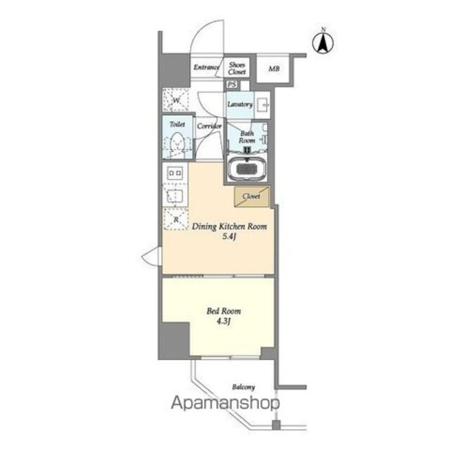 アジュールテラス東陽町[1DK/25.02m2]の間取図