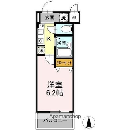 東京都小金井市東町４丁目[1K/19.7m2]の間取図