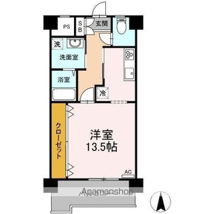 香川県高松市林町[1K/43.2m2]の間取図
