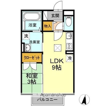 グランドソレイユ　Ａ棟[1LDK/33.39m2]の間取図