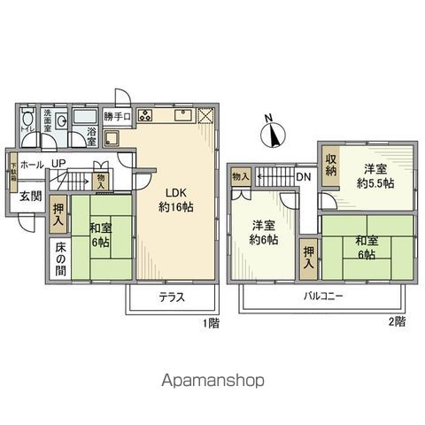 成田線 布佐駅 徒歩10分 2階建 築49年の間取り写真