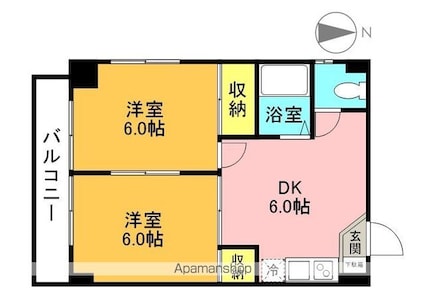 寿ハイツ[2DK/38.88m2]の間取図