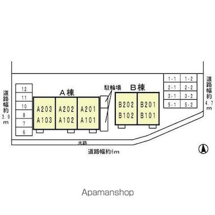 ハイ　フィールド栄谷　Ａ棟[2DK/53.61m2]の配置図