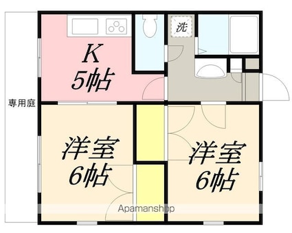 パルフィオーレＦ[2DK/40.57m2]の間取図