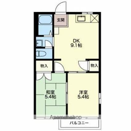 長野県長野市大字風間[2DK/40.3m2]の間取図