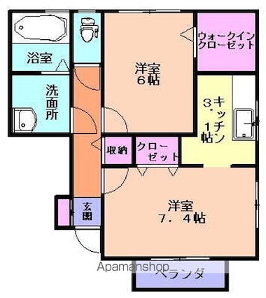 グランド・ルミエールＢ[2K/45.83m2]の間取図