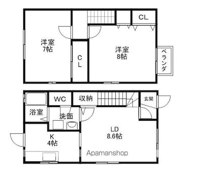 プライムコートＢＣ棟[2LDK/63.34m2]の間取図