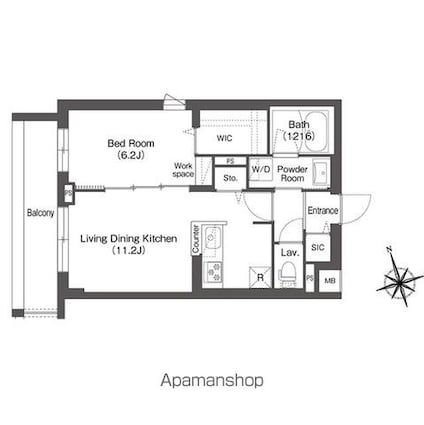 ＡＩＦＬＡＴ方南町[1LDK/42.97m2]の間取図