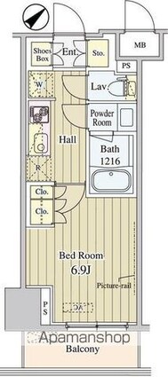 セリオ落合東中野[1K/25.23m2]の間取図