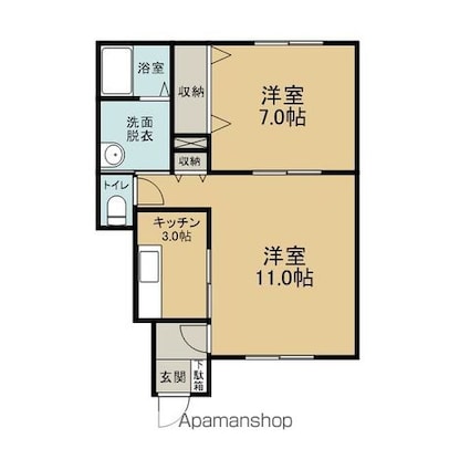 おりーぶＡ[2K/49.27m2]の間取図