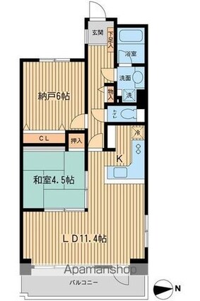 芝公園アパートメント[1SLDK/60.09m2]の間取図