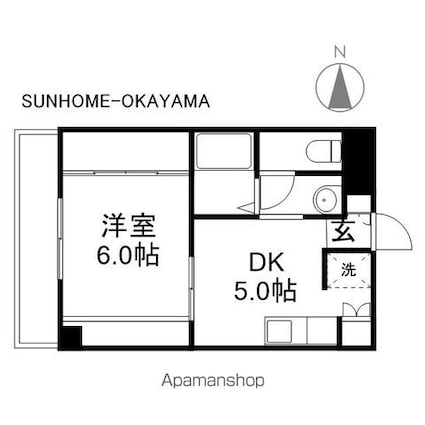 樹宝マンション[1DK/24.9m2]の間取図