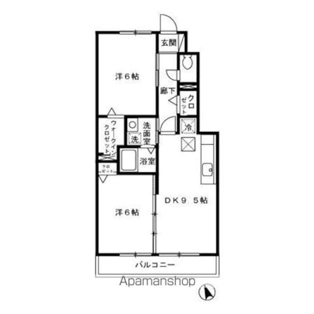 ローズコート・Ｈ[2DK/50.4m2]の間取図