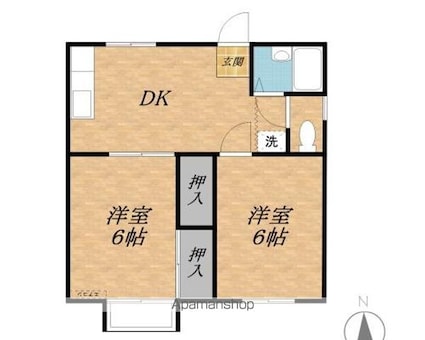 ハイツ松崎Ａ棟[2DK/40.58m2]の間取図