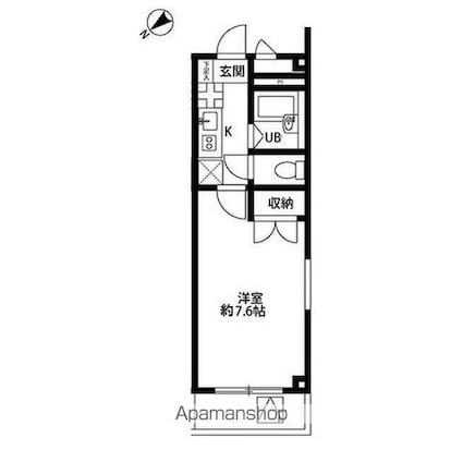 アンプルールフェールイル・ヴィラージュ[1K/22.35m2]の間取図