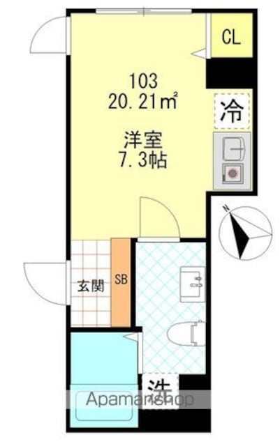 ＯＮＥＮＥＳＳ新井[1R/20.21m2]の間取図
