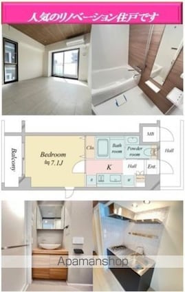 レジディア中目黒Ⅱ[1K/24.89m2]の間取図