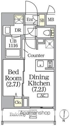 ボアビスタ上野御徒町[1DK/26.5m2]の間取図