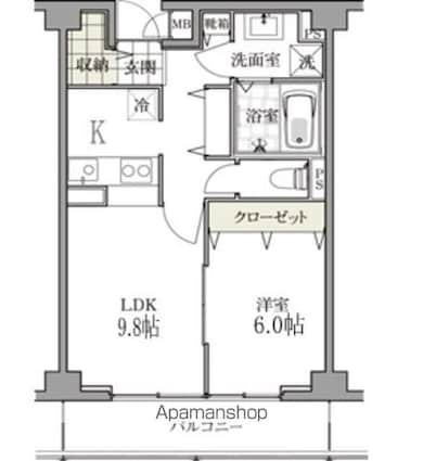 白金台マンション[1SLDK/40.8m2]の間取図