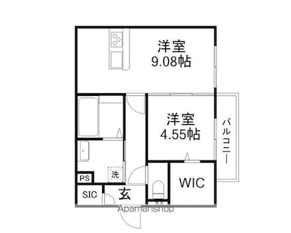 Ｓｕｒｆｉｎｉａ堅田[1LDK/40m2]の間取図
