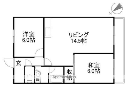 第３６長栄ガーデンハイツヤマキ[2LDK/57.6m2]の間取図