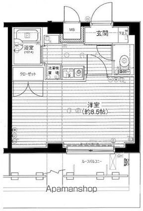 東京都品川区西五反田３丁目[1K/24.75m2]の間取図