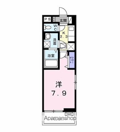 サンライズ中瀬[1K/26.72m2]の間取図