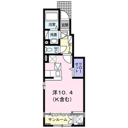 レムリア[1R/32.43m2]の間取図