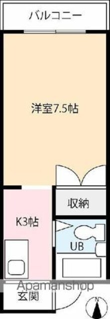 香川県高松市西宝町１丁目[1K/21.21m2]の間取図
