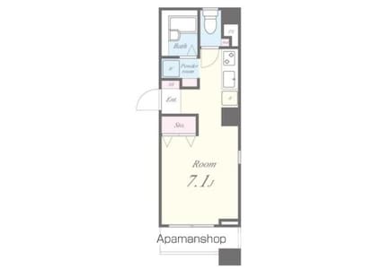 メゾンドソレイユ[1K/24.4m2]の間取図