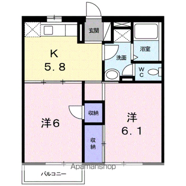 グリンピア古都Ａ[2K/43.09m2]の間取図