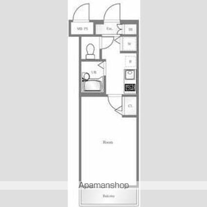 ヴィータローザ新江古田[1K/22.4m2]の間取図