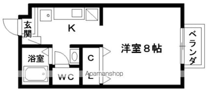 滋賀県大津市神領３丁目[1K/26.93m2]の間取図