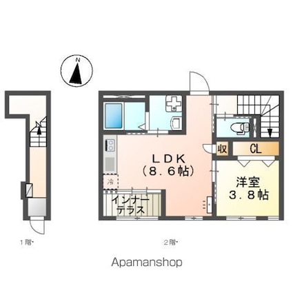 ペルラ[1LDK/39.34m2]の間取図